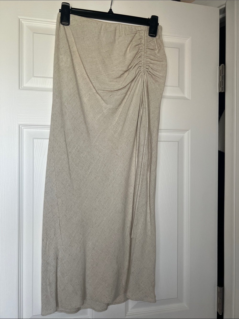 Lucy Paris Beige Ruched Maxi Skirt